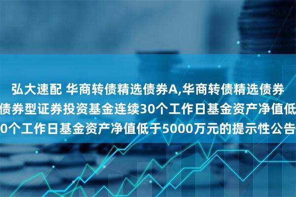弘大速配 华商转债精选债券A,华商转债精选债券C: 关于华商转债精选债券型证券投资基金连续30个工作日基金资产净值低于5000万元的提示性公告